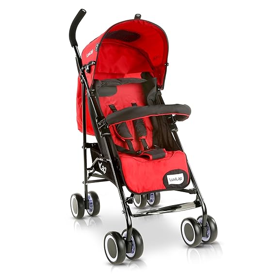 LuvLap City Baby Stroller/Buggy, Lightweight, Compact & Travel Friendly pram, for 6-36 Months Baby, 15Kg Capacity (Red)
