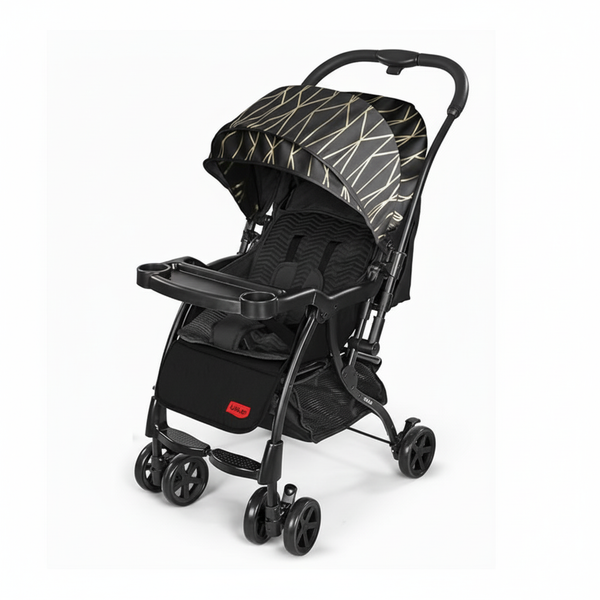 Luvlap Sunshine Plus Stroller/Pram with Reversible Handlebar, for Newborn Baby/Kids, 0-3 Years (Black)